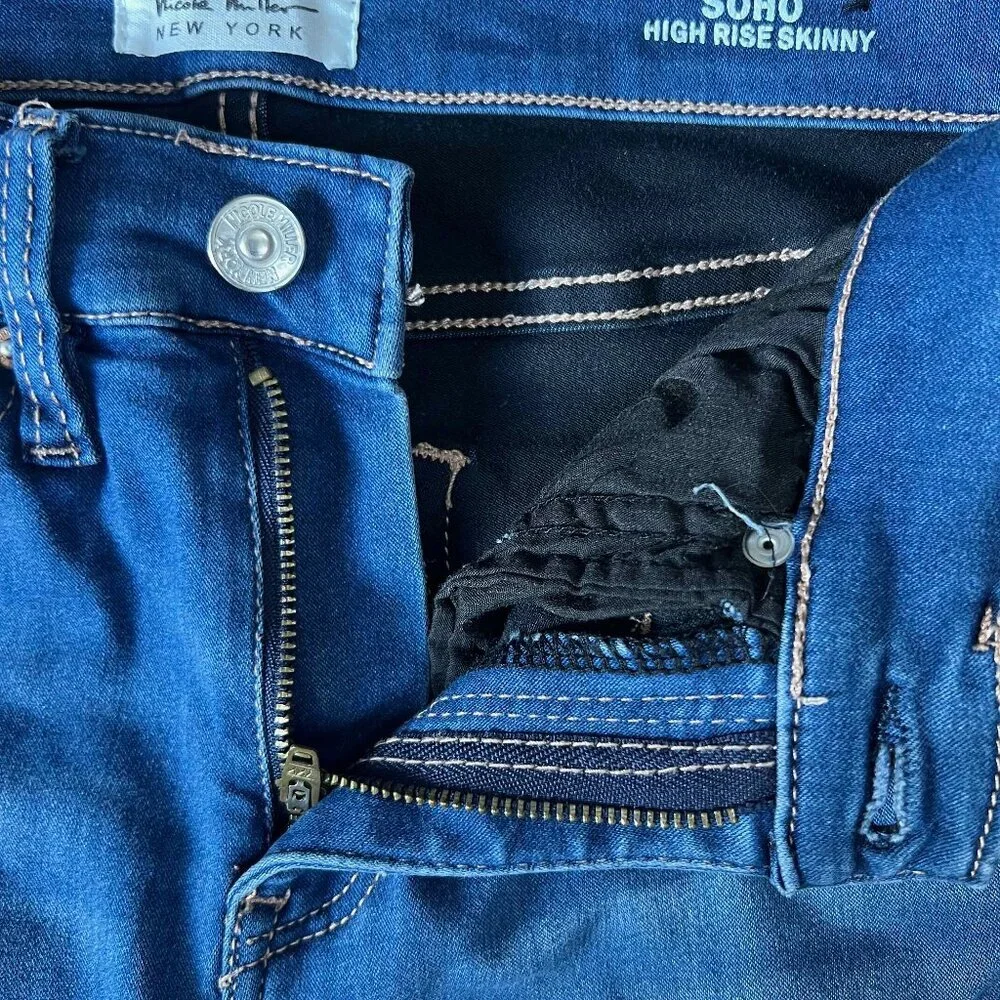 Nicole Miller Womens Blue Wash 5 Pocket Stretch SOHO High Rise Skinny Jeans Sz 4 - Picture 8 of 12